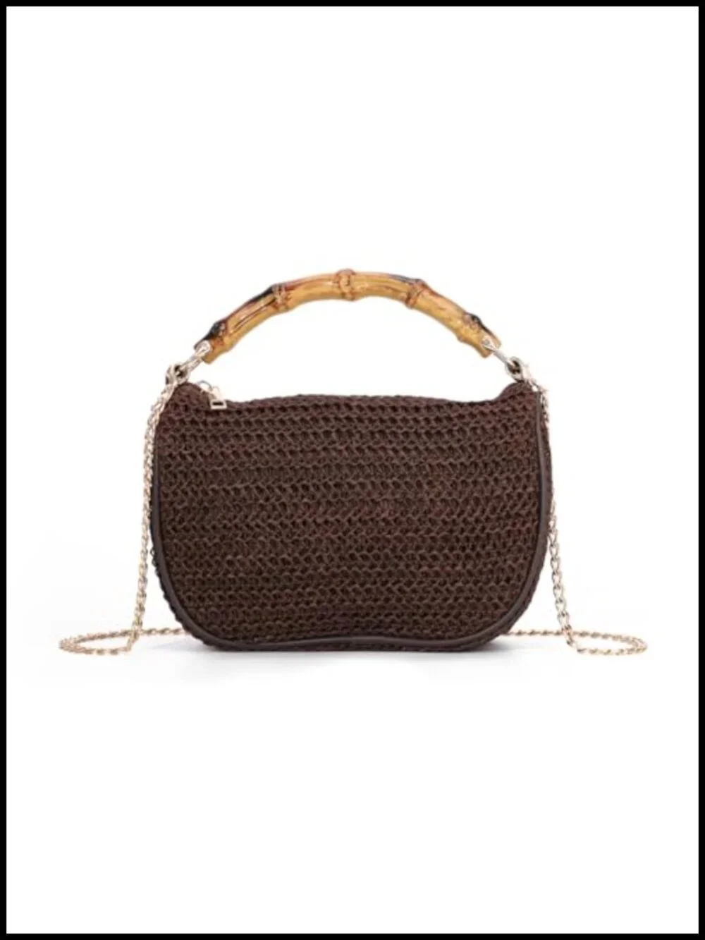 Straw Woven Hobo Tote Beach Crossbody Bag – Detachable Chain, Zipper
